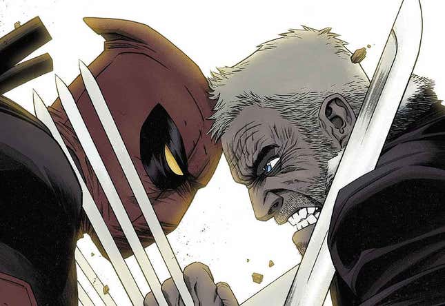 Deadpool and Old Man Logan butting heads